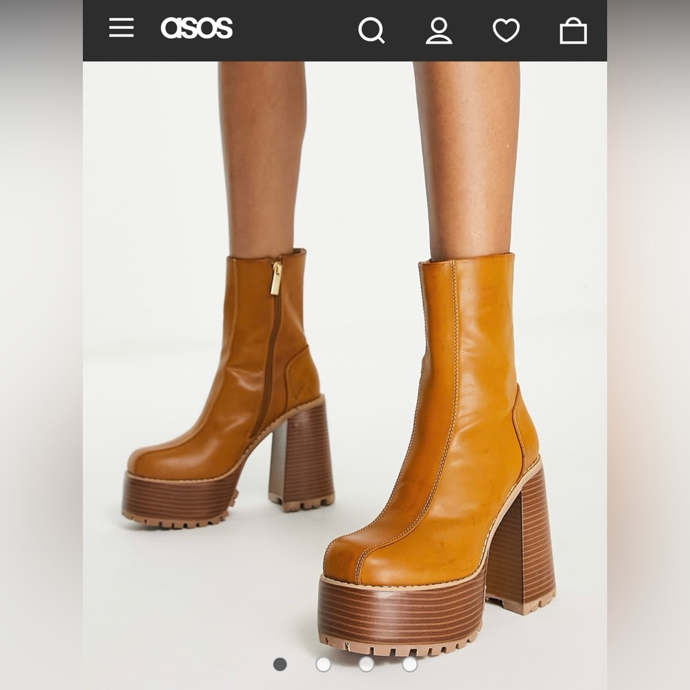 ASOS DESIGN Emotive high-heeled platform ankle boots in tan-Brown Size 7